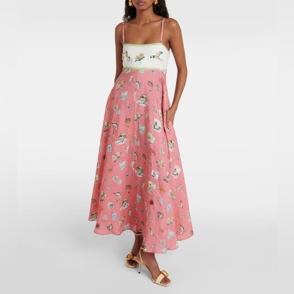 NWOT ALEMAIS printed linen midi dress US size 4
